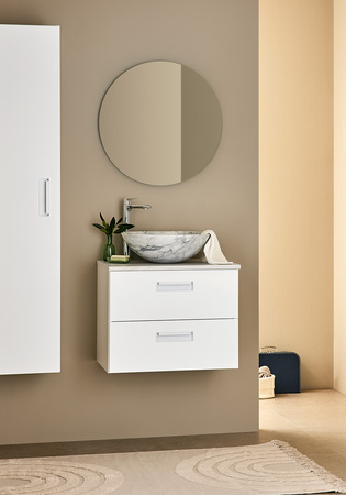 Underskab Relounge Hvid 600 Med Bordplade Lys Marmor