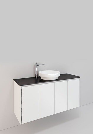 Modell 156, 1200 Center H600, Hvid Mat, 4 Dørar, Peak Porcel
