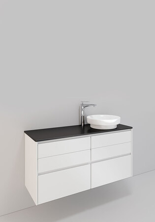 Modell 98, 1200 Højre H600, Hvid Mat, 6 Skuffer, Peak Porcel