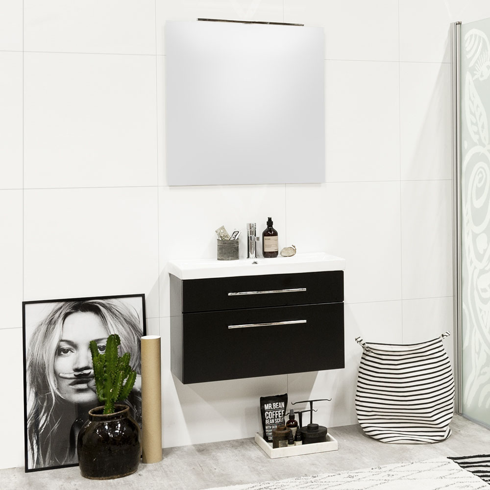 Noro Fix Trend badeværelsesmøbel i sort Noro Flex spejl