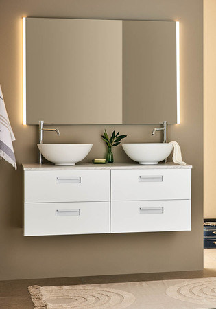 Underskab Relounge Hvid 1200D Med Bordplade Lys Marmor