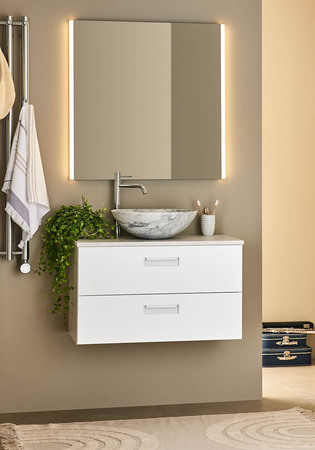 Underskab Relounge Hvid 800 Med Bordplade Lys Marmor