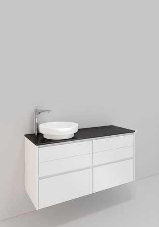 Modell 100, 1200 Venstre H600, Hvid Mat, 6 Skuffer, Peak Por