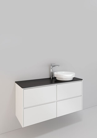 Modell 94, 1200 Højre H600, Hvid Mat, 4 Skuffer, Peak Porcel
